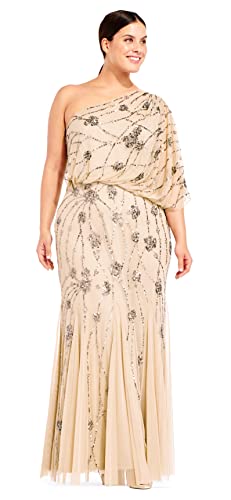 Image of Adrianna Papell Womens One Shoulder Beaded Dress