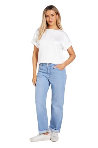 Image of Dorothy Perkins Boyfriends Ankle Grazer Fold Up Jeans, 14, Light Wash
