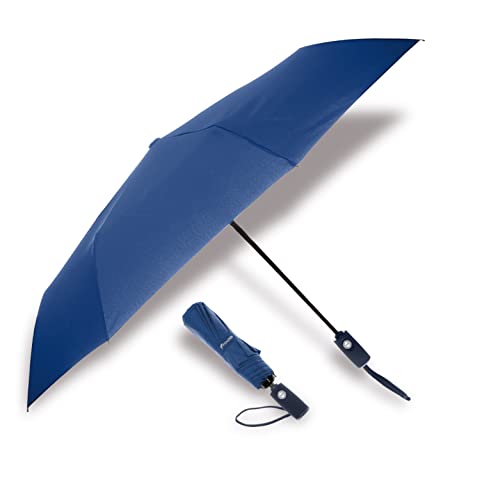 Windproof"TEFLON" Coated Travel Umbrella - Auto Open/Close - Travel Stylish Lightweight Design for Women/Men (Navy Blue)