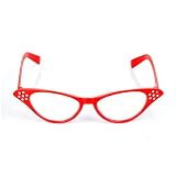 Pistha 50s Cat Eye Rhinestone Glasses Old Lady Granny Costume Glasses for Women Hip Hop Halloween Carnival...