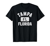 Tampa Florida Gym Style Distressed White Print T-Shirt