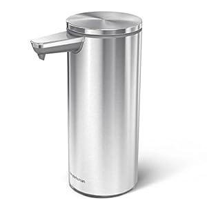 simplehuman 9 oz. Touch-Free Rechargeable Sensor Liquid Soap Pump Dispenser, Brushed Stainless Steel