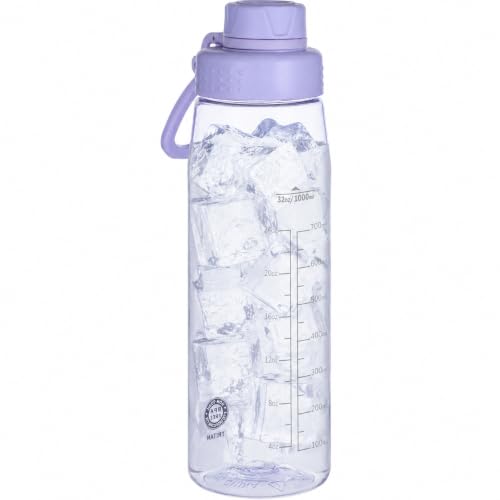 Image of 32oz Clear Water Bottle - BPA-Free Tritan Plastic, Fast Flow Spout Lid, Wide Mouth & Leakproof Design Hiking Water Bottle Suitable for Travel, Outdoors, Gym, Travel, Home, School(Light Purple)