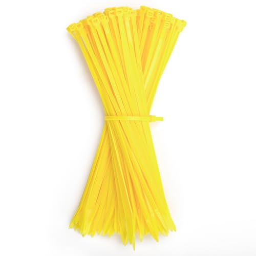 GUNGY Bridas Plastico para Cables 200 x 3,6mm Amarillo Bridas Sujetacables Eléctricos para Gestión de Cablesde Jardinería 100 Piezas