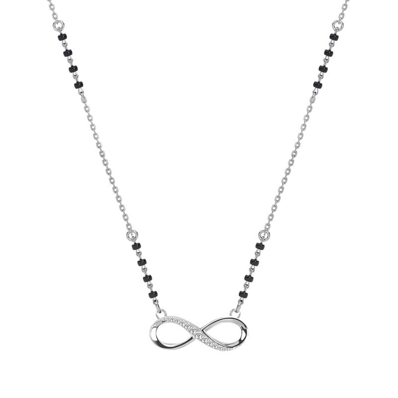 clara 925 Sterling Silver Avani Infinity Mangalsutra Tanmaniya Pendant With Black Beads Chain | Platinum Plated, Swiss Zirconia |Gift for Women-picture-39