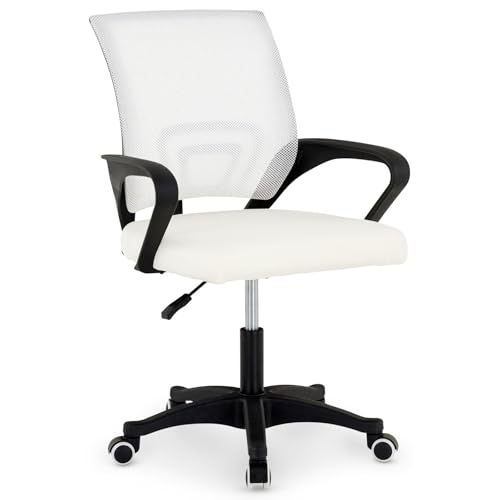 IDIMEX Bürodrehstuhl Phoenix höhenverstellbar, Weiß – Schreibtischstuhl mit Mesh-Rückenlehne und Sitzfläche, ergonomisch geformt, modernes Design mit Armlehnen und 5 Rollen für das Home Office IDIMEX Bürodrehstuhl Phoenix höhenverstellbar, Weiß – Schreibtischstuhl mit Mesh-Rückenlehne und Sitzfläche, ergonomisch geformt, modernes Design mit Armlehnen und 5 Rollen für das Home Office