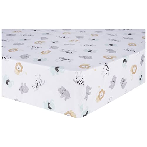 Sammy & Lou Safari Scribble 2-Pack Microfiber Fitted Crib Sheet Set, Fits Standard Crib Mattress 28 In X 52 In; Fully Elasticized, #TOP1