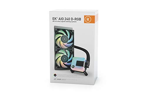 EK 240mm AIO D-RGB All-in-One Liquid CPU Cooler with EK-Vardar High-Performance PMW Fans, Water Cooling Computer Parts, 120mm Fan, Intel 115X/1200/2066, AMD AM4, (240mm)
