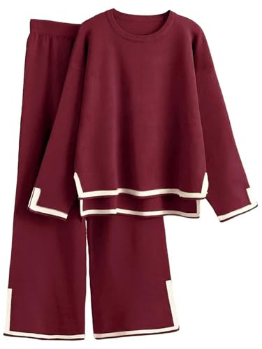 Image of ALL YOURS Women's Contrast Piping Top with Trousers Co-Ords Sets