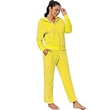 MINANUO Velour Cute Winter Tracksuit for Women Set 2 Pieces Joggers Loungewear Outfits Yellow Long S