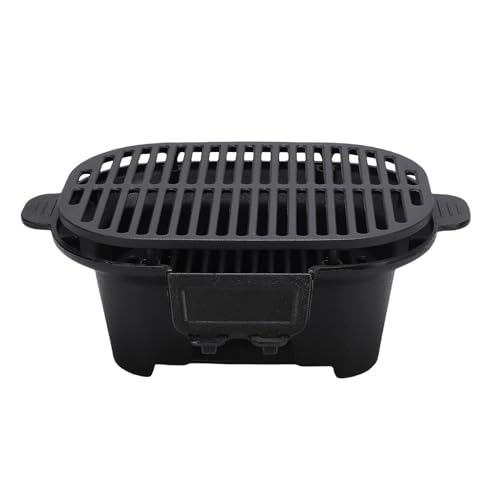 Hibachi Grill al aire libre, carbón portátil de hierro fundido pequeño japonés Yakitori mesa sartén parrilla estufa para acampar al aire libre patio trasero barbacoas picnics