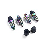 4 PCS Titanium Alloy Electroplate Brake Caliper Bleeder Screws M10x1x30mm with EPDM Dust Cover, Wheel Cylinder Bleeder ValveBleeding Screw Bleed kit, Caliper Repair kit