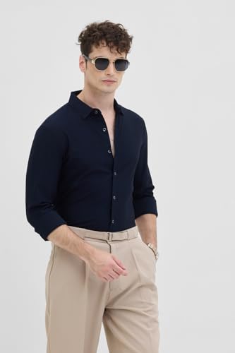Image of SNITCH PSF Mens Shirts | Slim Fit Design | Poly Blend Fabric, Classic Spread Collar & Full Sleeves, Versatile for Casual & Formal Wear