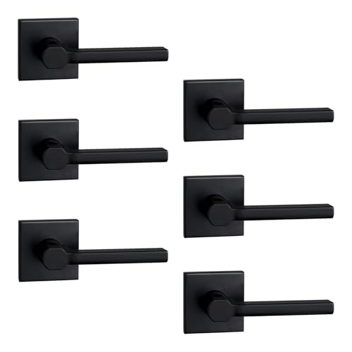 Image of NEWBANG Single Sided Dummy Door Handle for Closet or Pantry, Non-Turning Matte Black Reversible Interior Push /Pull Lever, HD1601-DB-Dummy-6P