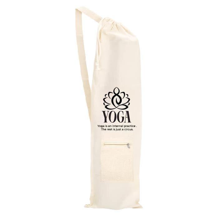 Yoga Mat Bag Cotton Carry Bag Zip Pocket Drawstring and Strap for Yoga Mat Stylish Printed Symbols Meditation Lightweight Bag Yoga is an Internal Practice-image-43