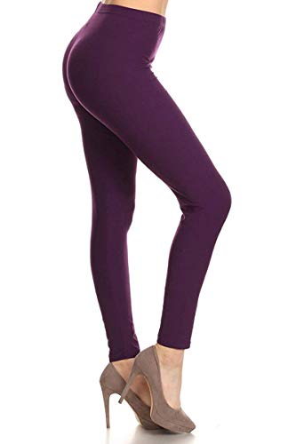 SXL128-PURPLE Basic Solid Leggings, Plus Size