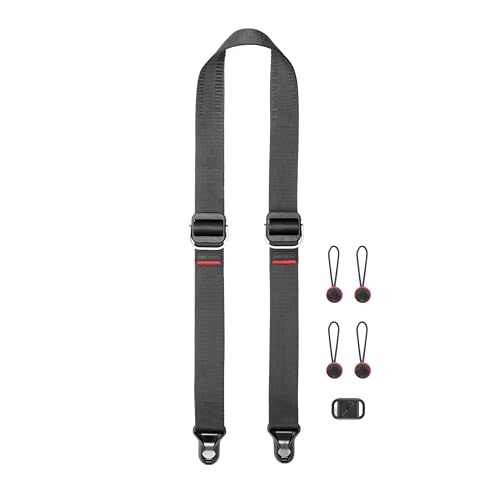 Peak Design Slide Lite Camera Strap, Black, Configurable as a Sling, Neck or Shoulder Strap, Quick Release and Connection, Smooth and Grippy Side, Camera Straps for Photographers, 200 lb Capacity