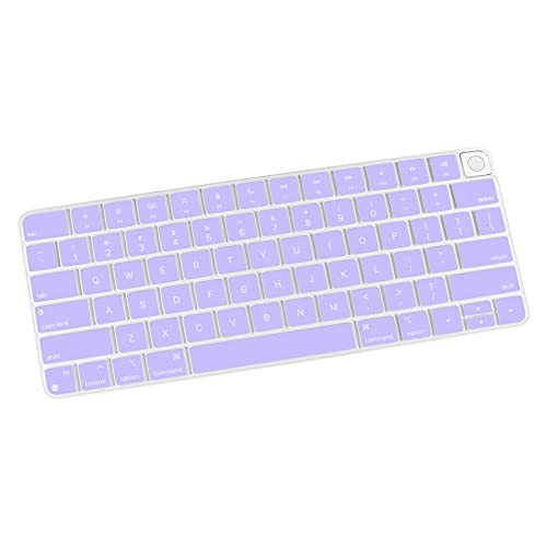 Allinside Silicone Keyboard Cover for iMac Magic Keyboard A2449/A2450, Protective Skin for iMac 24" Wireless Keyboard Released in 2021, US Layout, Light Purple