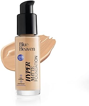Blue Heaven Hyper Matte Foundation for Face Makeup with SPF 25 PA++, Matte Finish, Light Weight Formula, Medium Coverage for All types of Skin, Cream 103-Natural Sand, 30ml