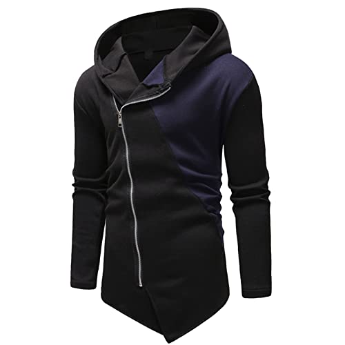 JEsilunmaMY Men's Asymmetric Zipper Hood Sweatshirt Long Sleeve Irregular Fall Winter Hoodies Color Block Slim Casual Jacket2