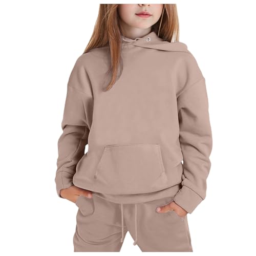 Girls Sweatsuit 2 Piece Outfits Solid Long Sleeve Baggy Sweatpants With Pockets Teens Casual Active Sets4