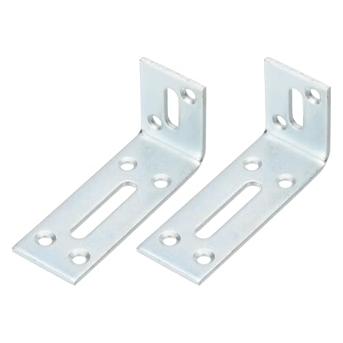 PATIKIL 3 3/20" Adjustable l Bracket with Slot, 2 Pcs Floating Shelf Bracket Right Angle Corner Braces L-Shape Corner Brace for Wood Shelve Furniture Shelf, Silver