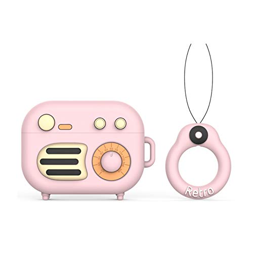 Compatible With Retro Radio Airpods Pro Case, Protective Silicone Retro Radio Skin For Airpod Pro Case Gramophone, Funny Kawaii Cute Fashion Cartoon 3D Cover For Airpods Pro With Ring (Pink) #TOP1