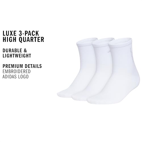 Image of adidas Luxe High Quarter Fashion Sock 3-Pairs | 3-Pack, Logo or Striped, Targeted Cushioning, Arch Support, Breathable Moisture-Wicking, All-Day Comfort