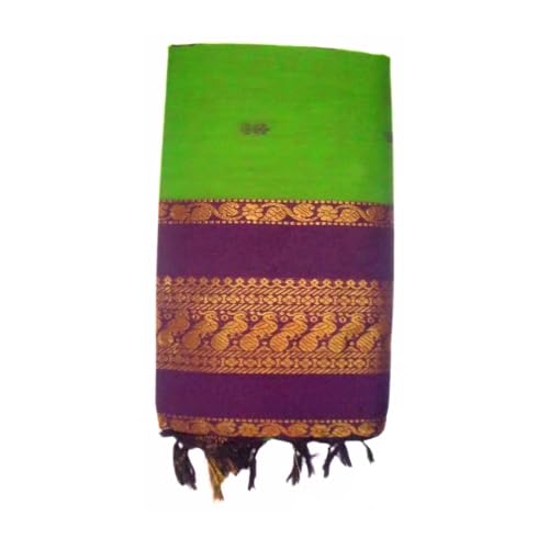 Image of Pure Kalyani Cotton Saree | Zari Border & Blouse Piece - Lata Gadwal Design | Traditional Saree