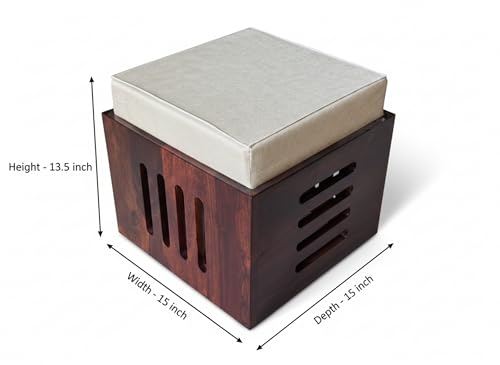 Image of Soild Sheesham Wood Centre Coffee Table with 4 Stools for Living Room Hall Bedroom Office|Wooden Center Coffee Table for Outdoor Garden Home | (Mahogany Finish)
