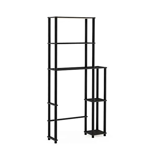 Furinno Turn-N-Tube with 5 Shelves Toilet Space Saver, Espresso/Black