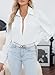 EVALESS Womens Tops Dressy Casual Summer Outfits Long Sleeve Blouses for Women Business Casaul Fall Tops Fashion 2025 White Button Down Shirt Sexy V Neck Clothes for Work Cute Basic Shirts,Large