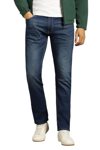 Louis Philippe Men’s Regular Fit Stretch Denim Jeans – Premium Wash, Authentic Twill, 55% Off