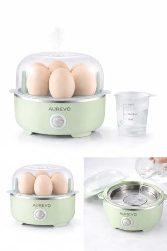 Image of Automatic Electric Egg Boiler | 350 Watt | Boils Upto 7 Eggs | 3 Boiling Modes | Overheat Protection | Stainless Steel Heating Plate, Measuring Cup | 75ml | 1 YEAR WARRANTY (IVORY GREEN)