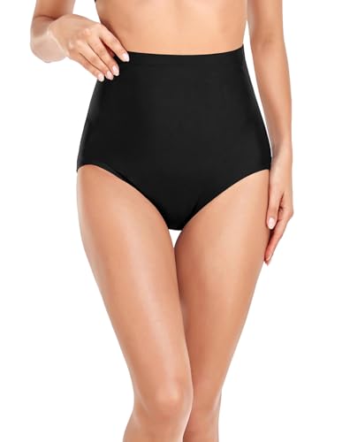 Upopby Women's High Waisted Swimsuit Bikini Bottoms Tummy Control Tankini Bottoms Swim Shorts Plus Size3