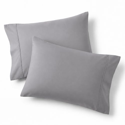 Image of Bedsure King Size Pillow Cases Set of 2 - Silver Grey Brushed Microfiber Pillowcases 2 Pack, Super Soft Pillow Case Cover with Envelope Closure for Kids, Wrinkle, Fade Resistant, 20x36 Inches