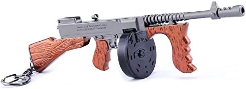 LONGHE Games Metal 1/6 Metal Thomson Tommy Drum Gun Cannon Scar AWP Sniper Rifle Assault Model Action Figure Arts Toys Collection Keychain Gift (Thomson Tommy Drum Gun)