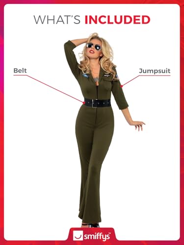 Smiffys Aviatore Top Gun, Verde, Con Tuta Intera E Cintura Halloween - 4