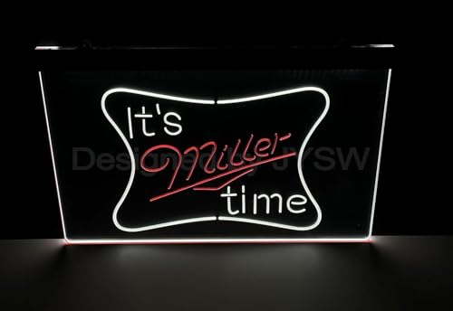 Letrero de luz LED 3D, letrero de luz de neón, letreros acrílicos de Miller JYSW It's Miller Time, lámpara LED de neón para decoración de pared