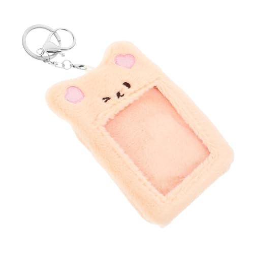 ARTIBETTER Plush Cartoon Card Holder with Keychain Portable Transparent Wallet for Items for Travel School