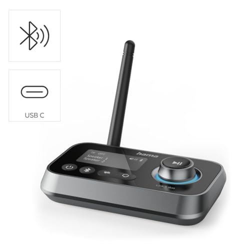 Hama Link.it Duo - Transmisor Receptor Bluetooth para TV estéreo, Pantalla de Audio y Video, Adaptador Bluetooth multipunto para 2 Fuentes, Baja latencia, USB-C, Jack, Fibra óptica, Color Negro - imagen 2
