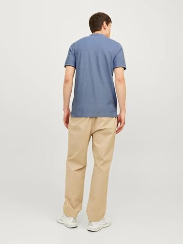 JACK & JONES Herren JJPAULOS Mao Polo SS, Weiß/Bright Cobalt, XS – Ansicht 6