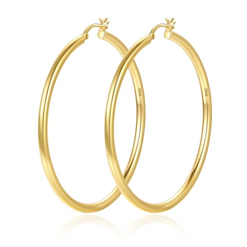 Image of RANKEEF Large Gold Hoop Earrings For Women Hypoallergenic 14K Real Gold Plated Hoops Lightweight Big Gold Hoops Earrings for Women