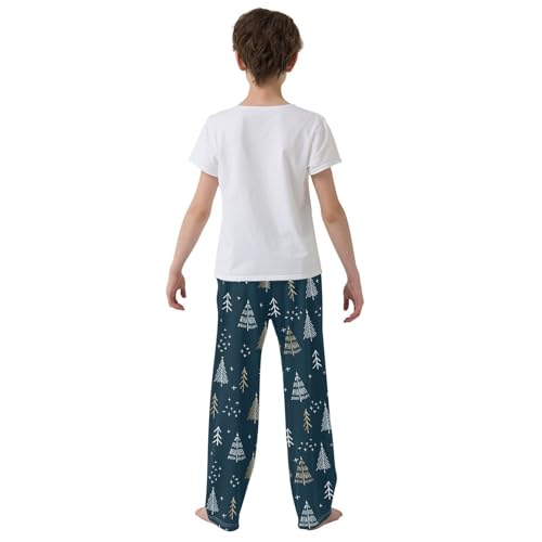 Boys' Pants Christmas Trees Navy Long Bottoms Jogger Pants Elastic Waist Trousers with Pockets S-XL3