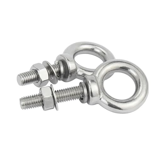 1-2 set M3 M4 M5 M6 M8 Bulloni ad anello con dado Rondella Gaksets Set Bulloni estesi in acciaio inossidabile 304 Viti e dadi for anello di sollevamento marino(M6x20mm 2sets)