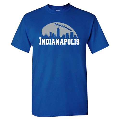 Indianapolis Football Skyline Men's Fan T-Shirt (Royal, 2XL)