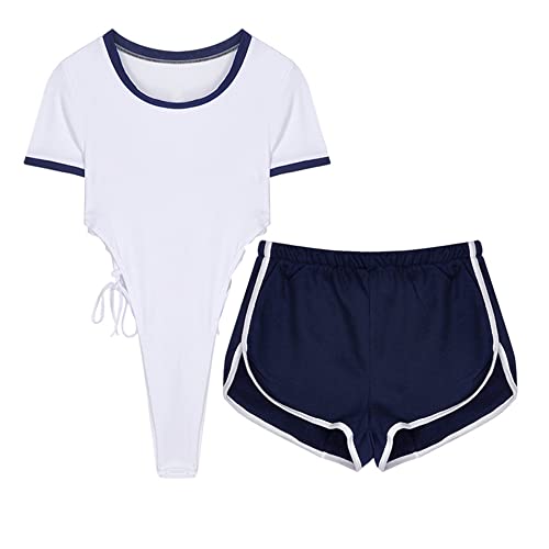 Temptshow Body de cosplay de estilo japonés para mujer, ropa interior sexy de una pieza (blanco)