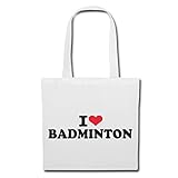 Reifen-Markt Tasche Umhängetasche I LOVE BADMINTON - REGELN - SPORTART - SPIELREGELN - SPIELERIN Einkaufstasche Schulbeutel Turnbeutel in Weiß