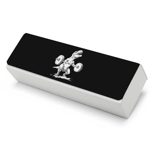 Dinosaur Lifting Weights Fit Leather Glasses Case Fashion Hard Shell Portable Sunglass Organizer Eyeglasses Case for Mens Women