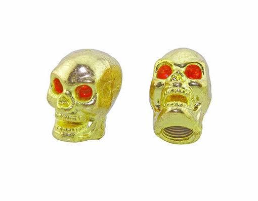 Tapas de válvula para bicicleta con diseño de calavera dorada. Piezas para bicicleta. miniatura 1